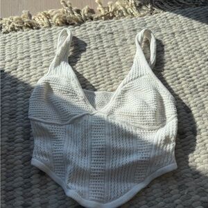 Alo White Knit Crop Top